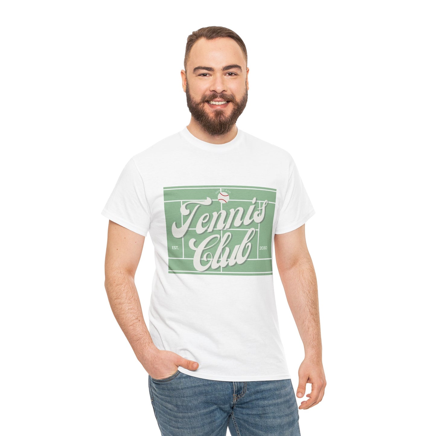 Tennis Print Tee – Unisex Cotton T-Shirt for Sports Lovers - Wolf Aura Co