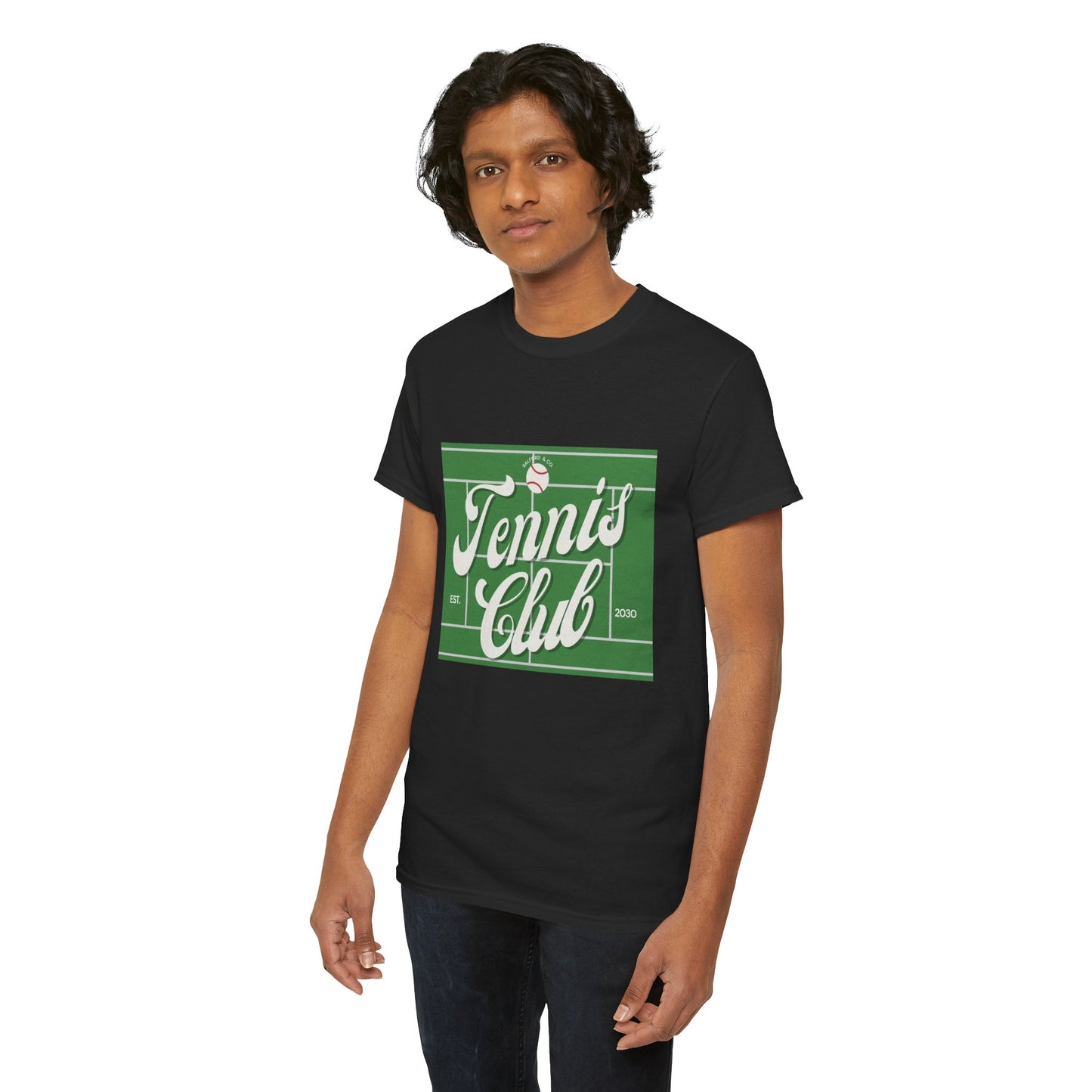 Tennis Print Tee – Unisex Cotton T-Shirt for Sports Lovers - Wolf Aura Co