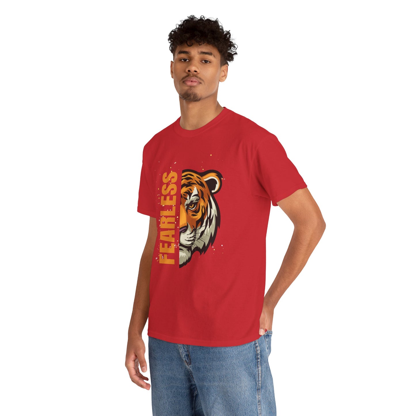 Fearless Tiger Unisex Tee – Inspirational Heavy Cotton T-Shirt - Wolf Aura Co
