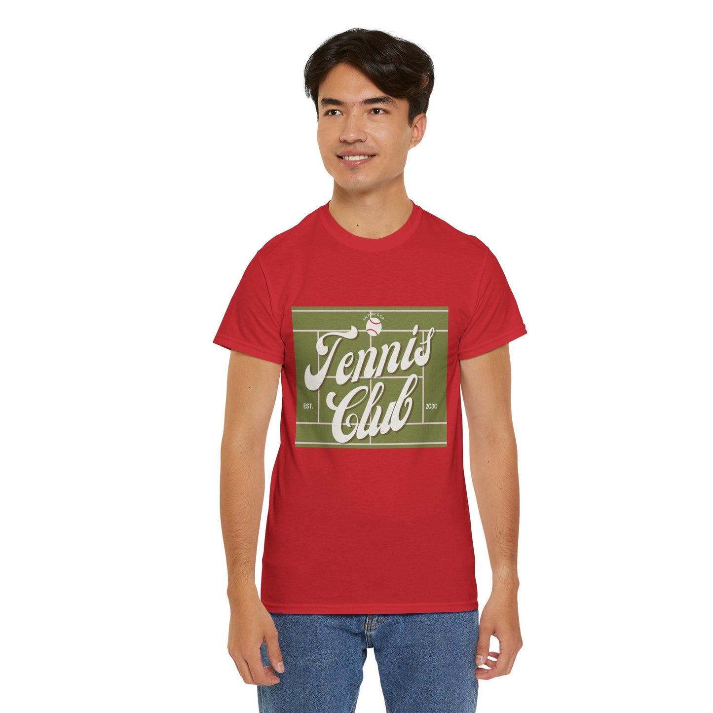 Tennis Print Tee – Unisex Cotton T-Shirt for Sports Lovers - Wolf Aura Co