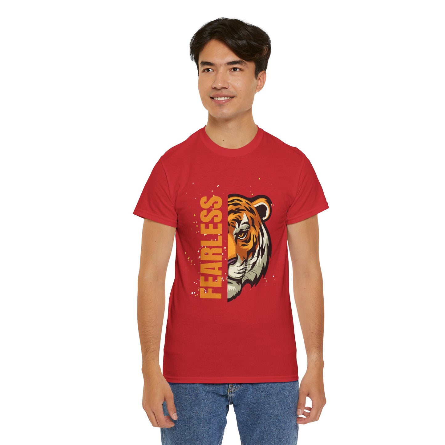 Fearless Tiger Unisex Tee – Inspirational Heavy Cotton T-Shirt - Wolf Aura Co
