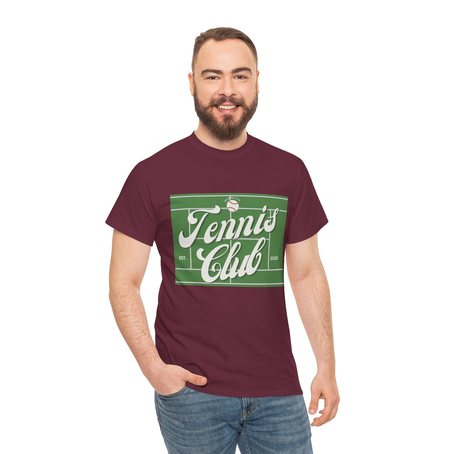 Tennis Print Tee – Unisex Cotton T-Shirt for Sports Lovers - Wolf Aura Co
