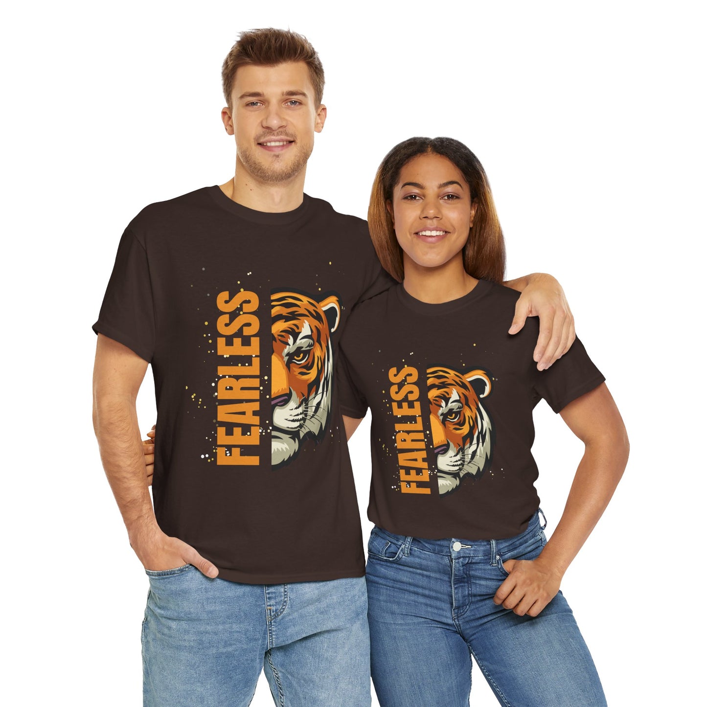 Fearless Tiger Unisex Tee – Inspirational Heavy Cotton T-Shirt - Wolf Aura Co