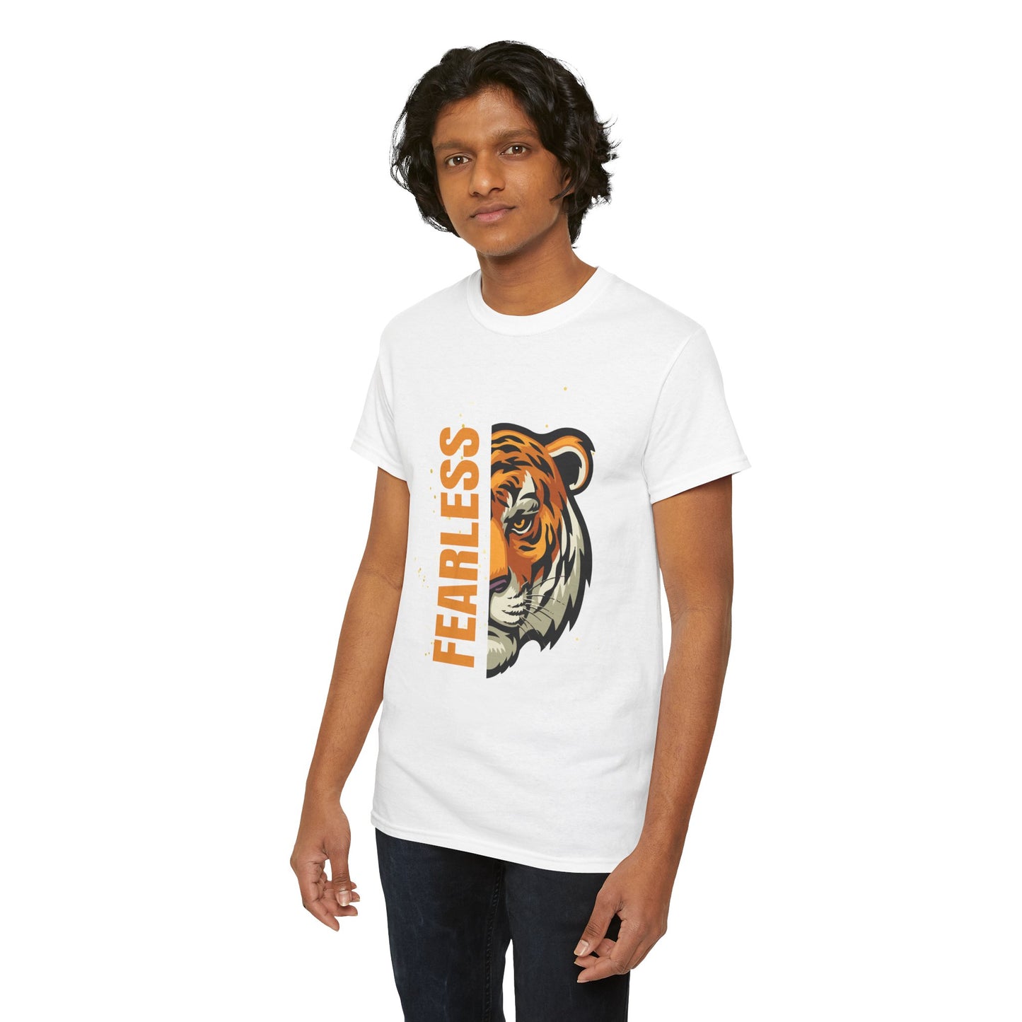 Fearless Tiger Unisex Tee – Inspirational Heavy Cotton T-Shirt - Wolf Aura Co