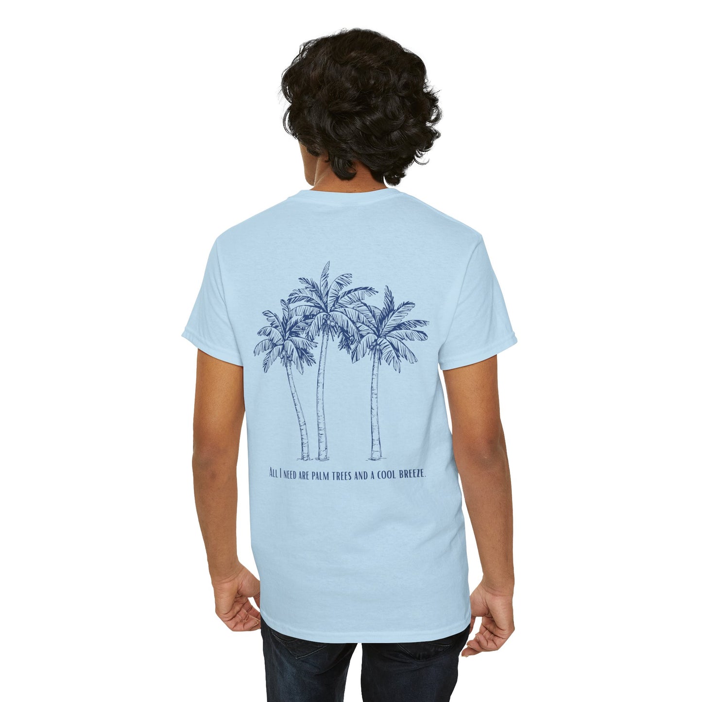 Palm Tree Print Cotton T-Shirt – Casual Summer Tee, Beachwear, Tropical Graphic Shirt, Everyday Comfort - Wolf Aura Co