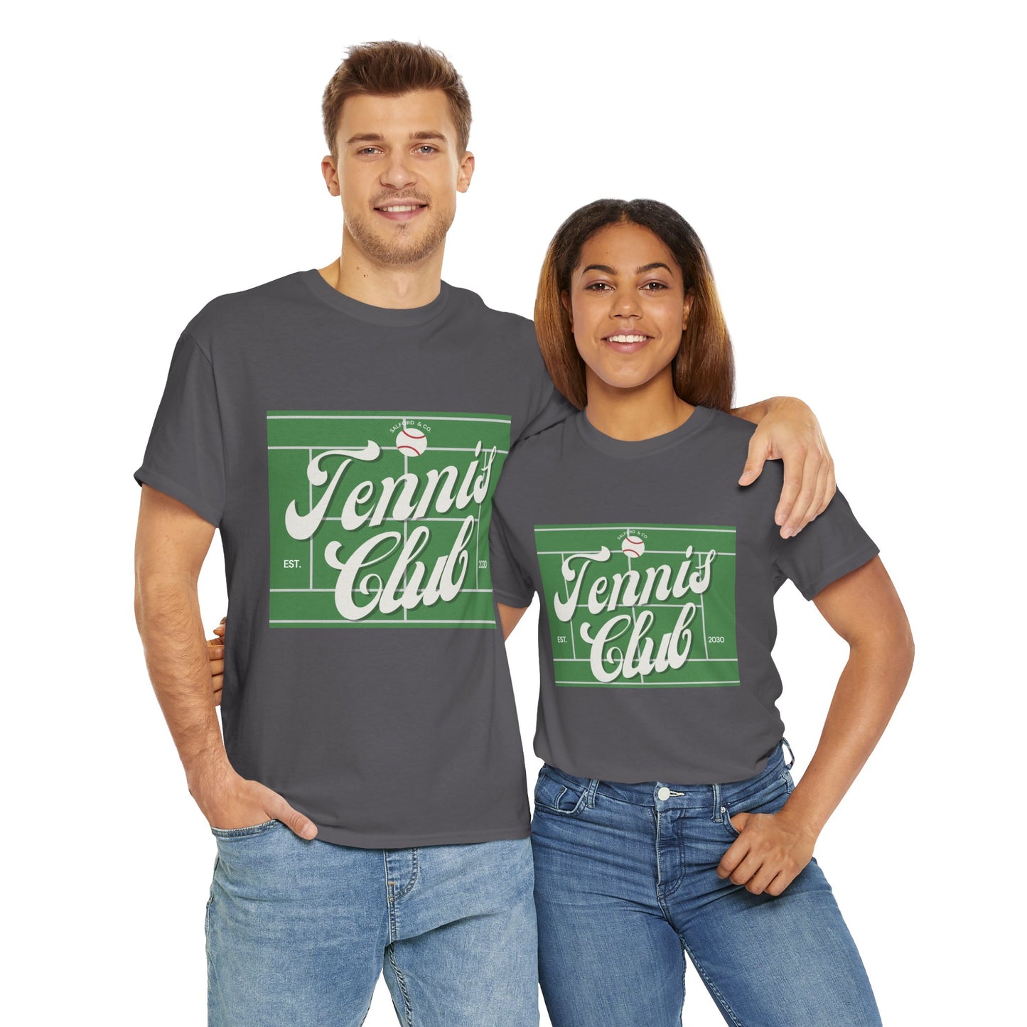 Tennis Print Tee – Unisex Cotton T-Shirt for Sports Lovers - Wolf Aura Co