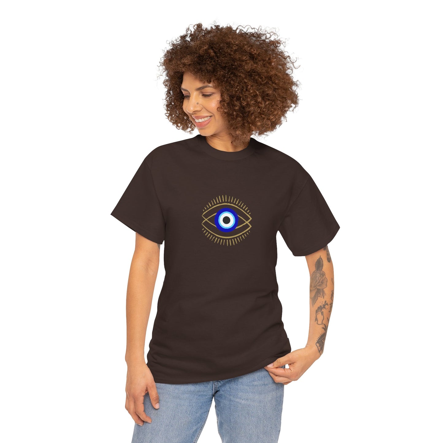 Evil Eye Graphic Tee – Unisex Casual Cotton T-Shirt | Protect Your Energy Shirt, Positive Vibes Apparel, Spiritual Gift - Wolf Aura Co