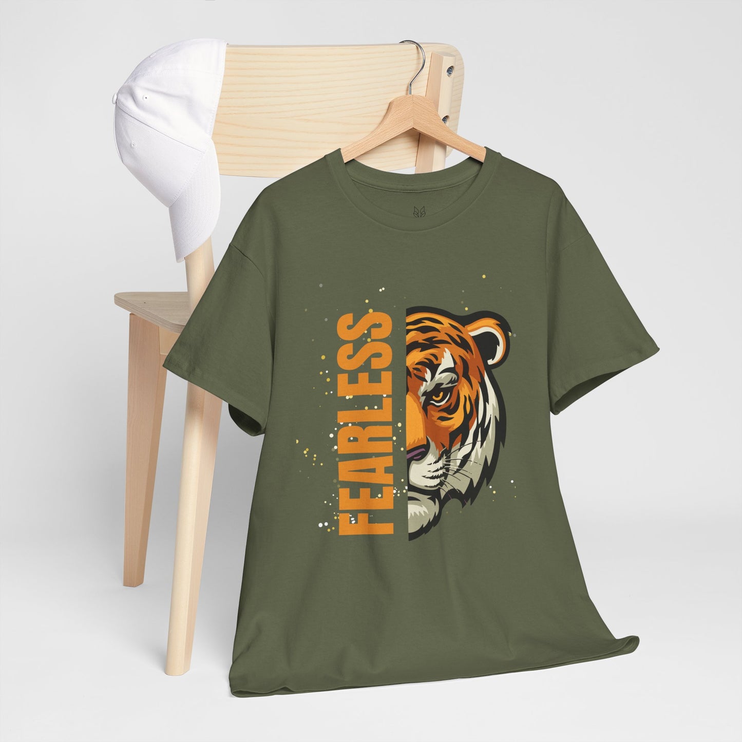 Fearless Tiger Unisex Tee – Inspirational Heavy Cotton T-Shirt - Wolf Aura Co