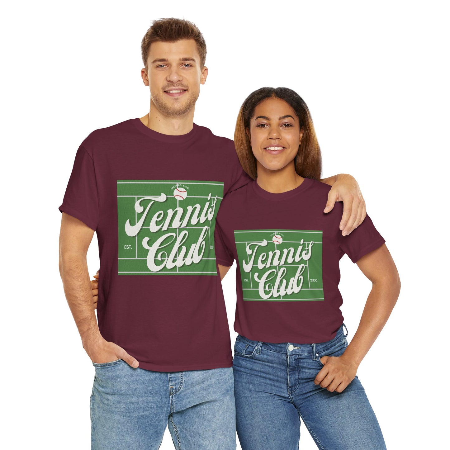 Tennis Print Tee – Unisex Cotton T-Shirt for Sports Lovers - Wolf Aura Co
