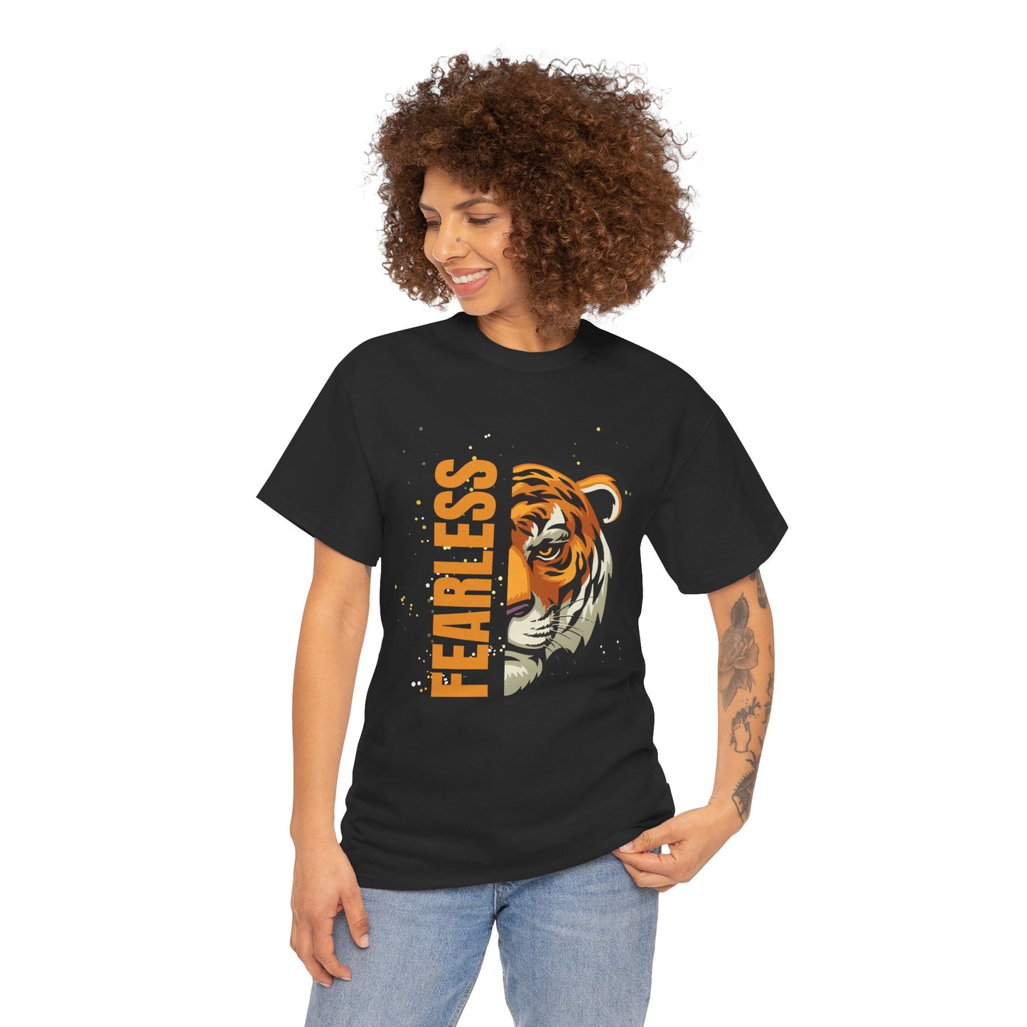 Fearless Tiger Unisex Tee – Inspirational Heavy Cotton T-Shirt - Wolf Aura Co