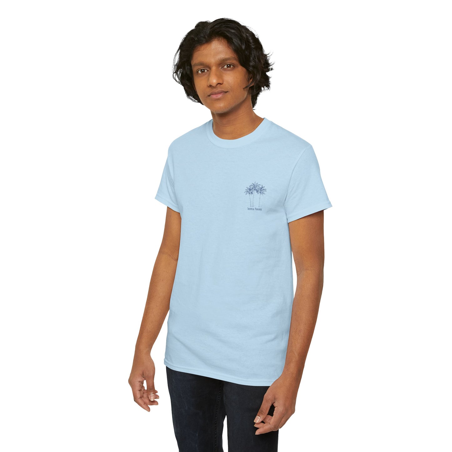 Palm Tree Print Cotton T-Shirt – Casual Summer Tee, Beachwear, Tropical Graphic Shirt, Everyday Comfort - Wolf Aura Co
