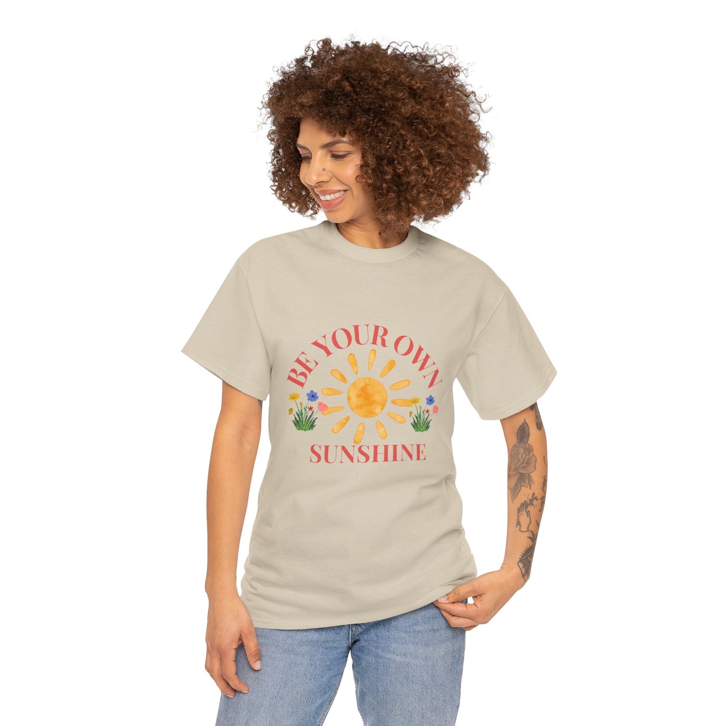 Be Your Own Sunshine Cotton T-Shirt – Positive Graphic Tee, Everyday Casual Wear, Uplifting Gift - Wolf Aura Co