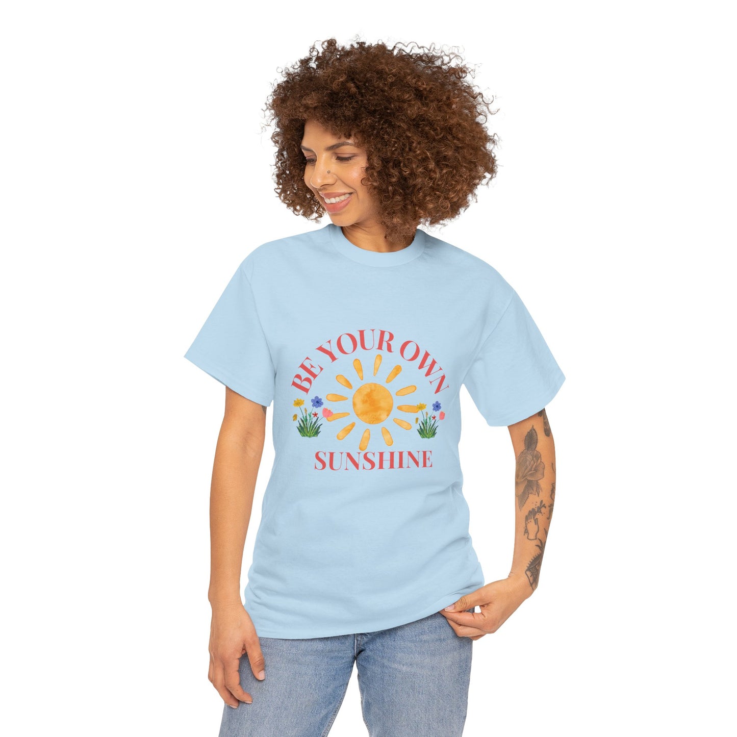 Be Your Own Sunshine Cotton T-Shirt – Positive Graphic Tee, Everyday Casual Wear, Uplifting Gift - Wolf Aura Co