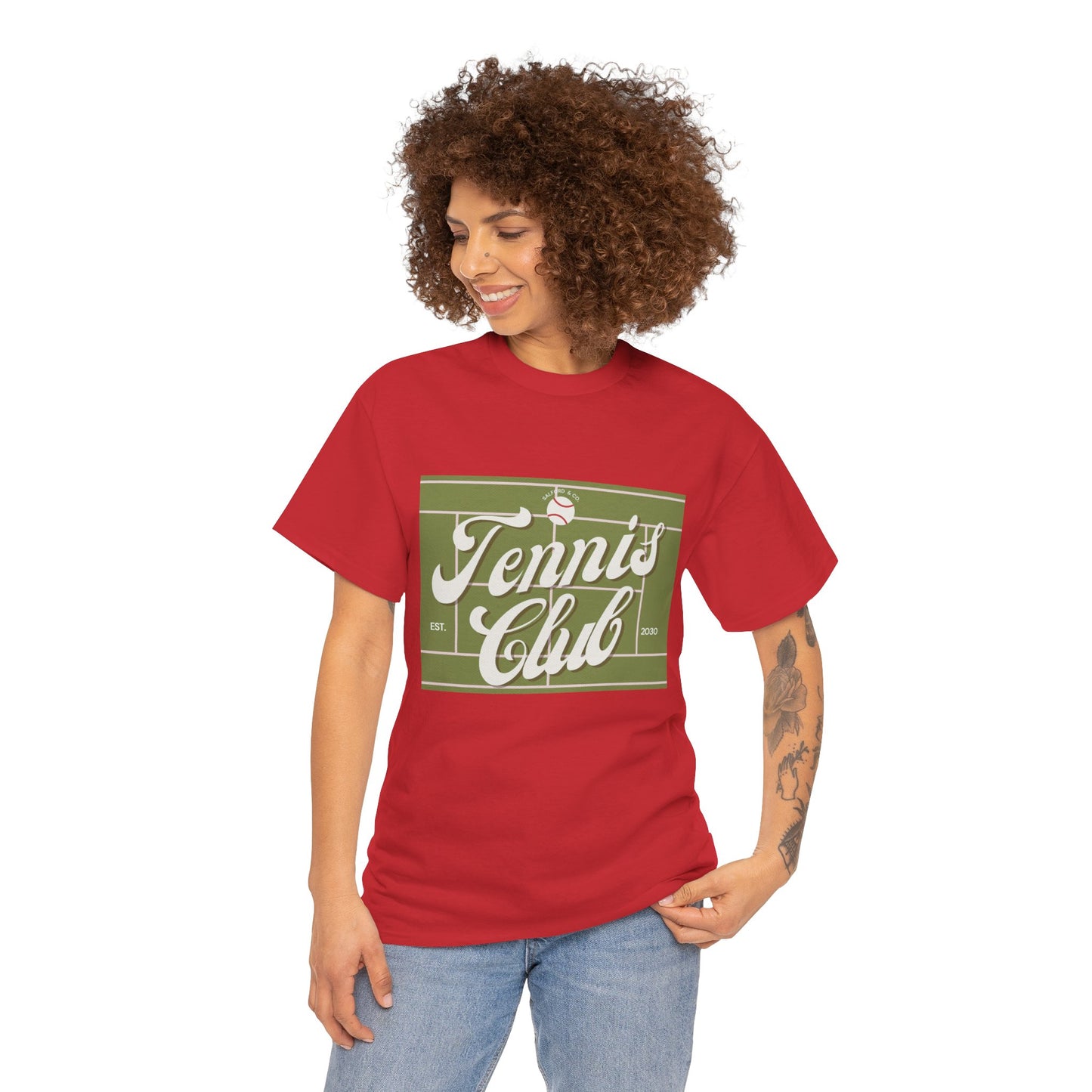 Tennis Print Tee – Unisex Cotton T-Shirt for Sports Lovers - Wolf Aura Co