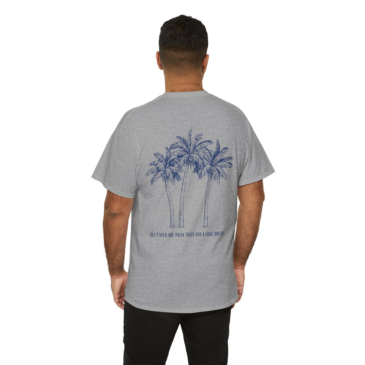Palm Tree Print Cotton T-Shirt – Casual Summer Tee, Beachwear, Tropical Graphic Shirt, Everyday Comfort - Wolf Aura Co