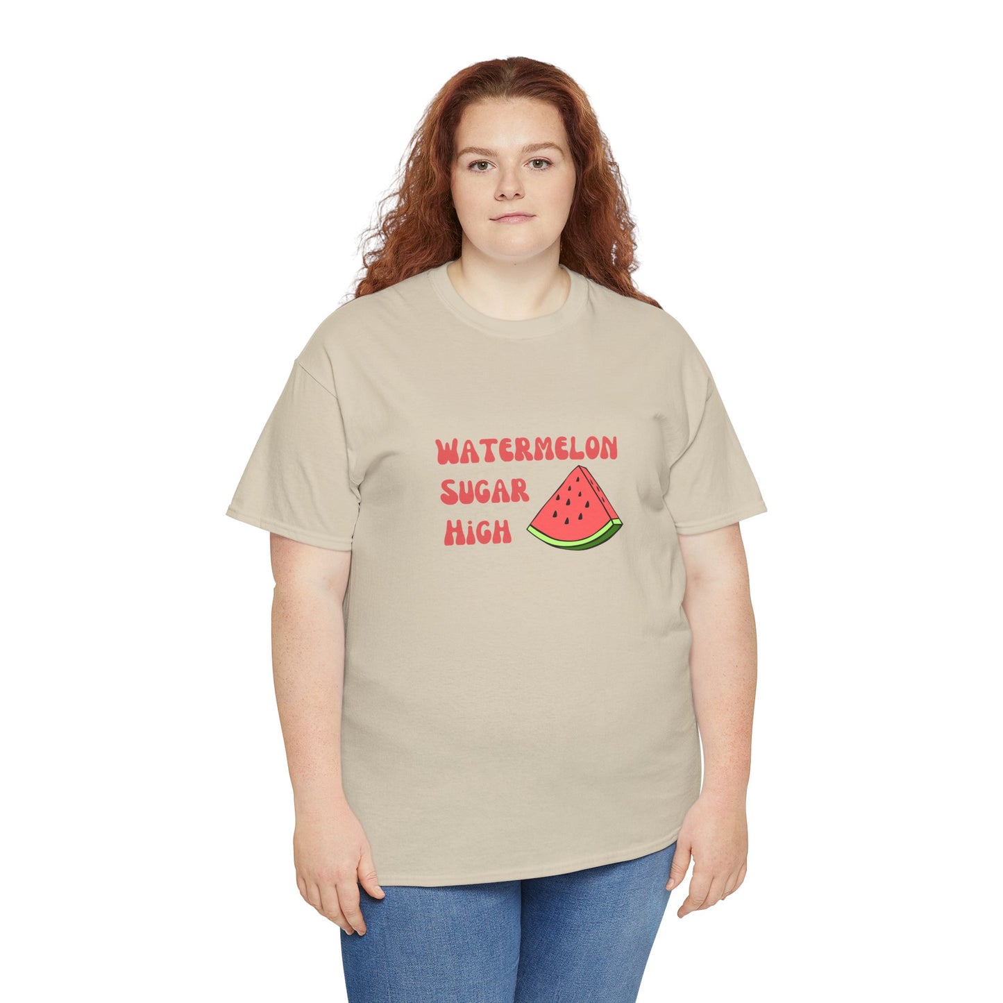Watermelon Print Cotton T-Shirt | Cute Summer Tee, Fruit Graphic Shirt, Casual Everyday Wear - Wolf Aura Co