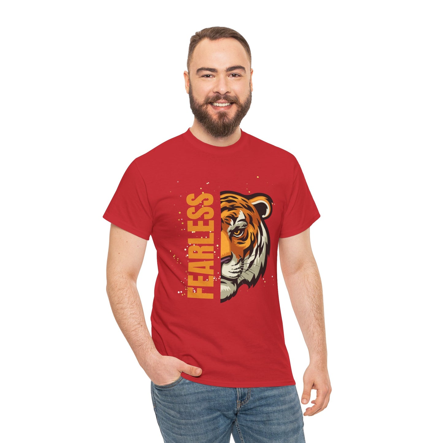 Fearless Tiger Unisex Tee – Inspirational Heavy Cotton T-Shirt - Wolf Aura Co