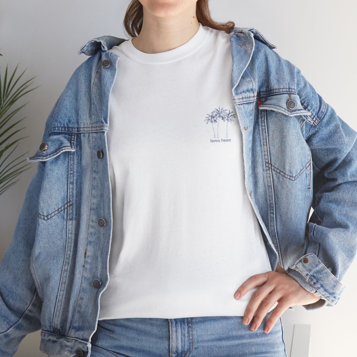 Palm Tree Print Cotton T-Shirt