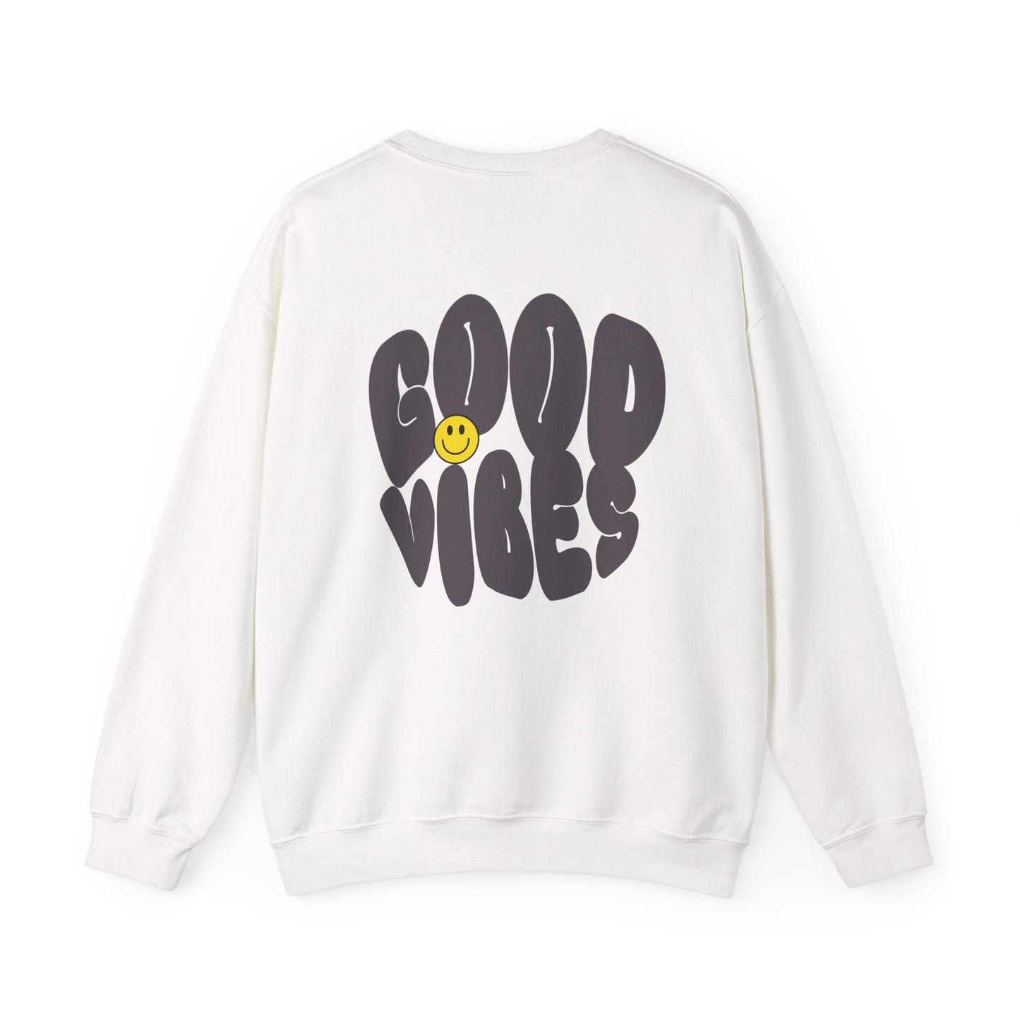 Unisex Good Vibes Sweatshirt – Smiley Face Pullover Sweatshirt - Wolf Aura Co