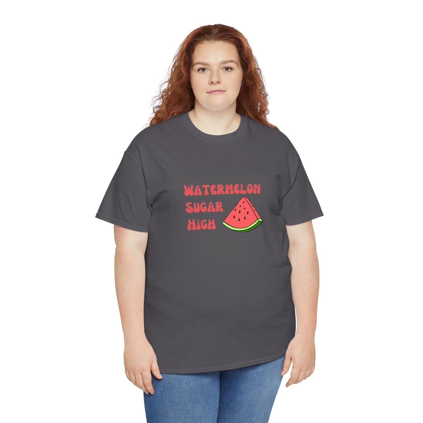 Watermelon Print Cotton T-Shirt | Cute Summer Tee, Fruit Graphic Shirt, Casual Everyday Wear - Wolf Aura Co