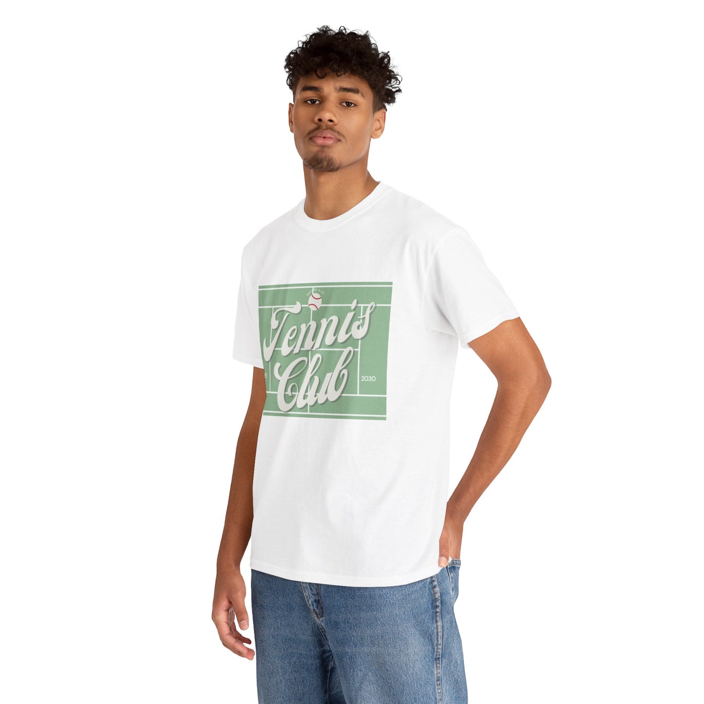 Tennis Print Tee – Unisex Cotton T-Shirt for Sports Lovers - Wolf Aura Co