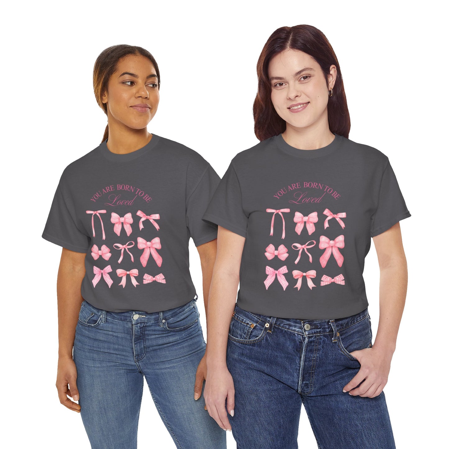Cute Bow Cotton T-Shirt – Casual Graphic Tee, Everyday Comfort, Gift for Her - Wolf Aura Co