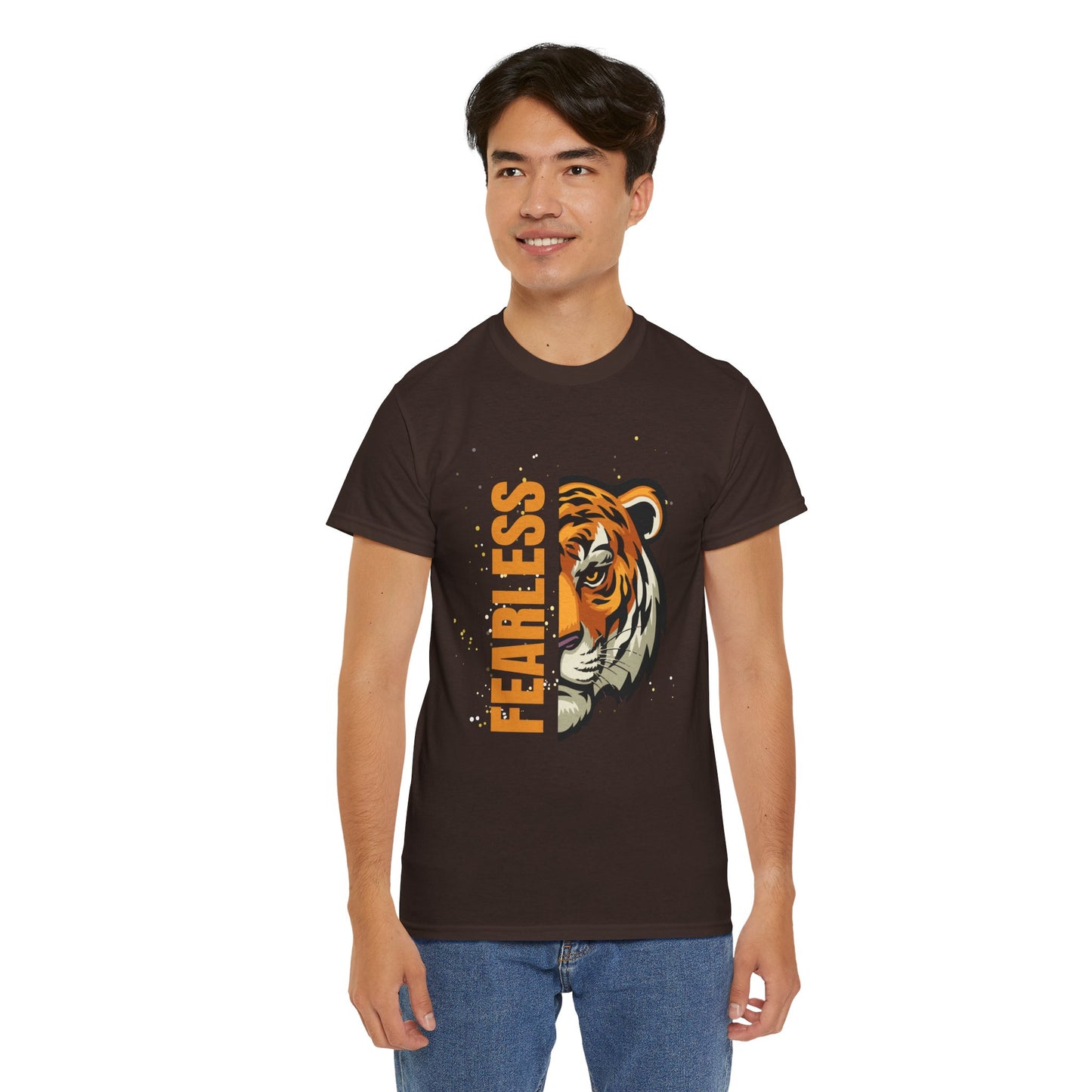Fearless Tiger Unisex Tee – Inspirational Heavy Cotton T-Shirt - Wolf Aura Co