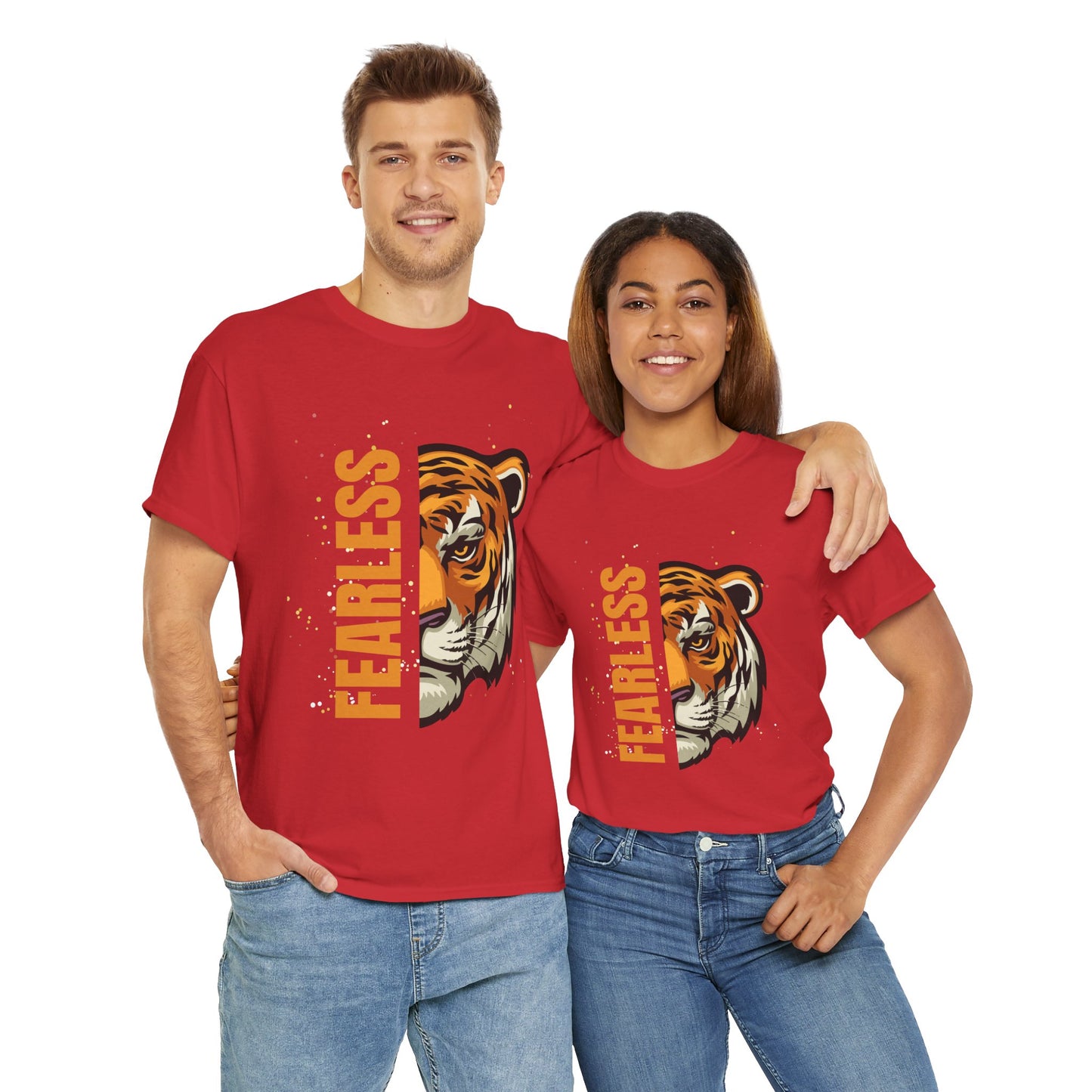 Fearless Tiger Unisex Tee – Inspirational Heavy Cotton T-Shirt - Wolf Aura Co