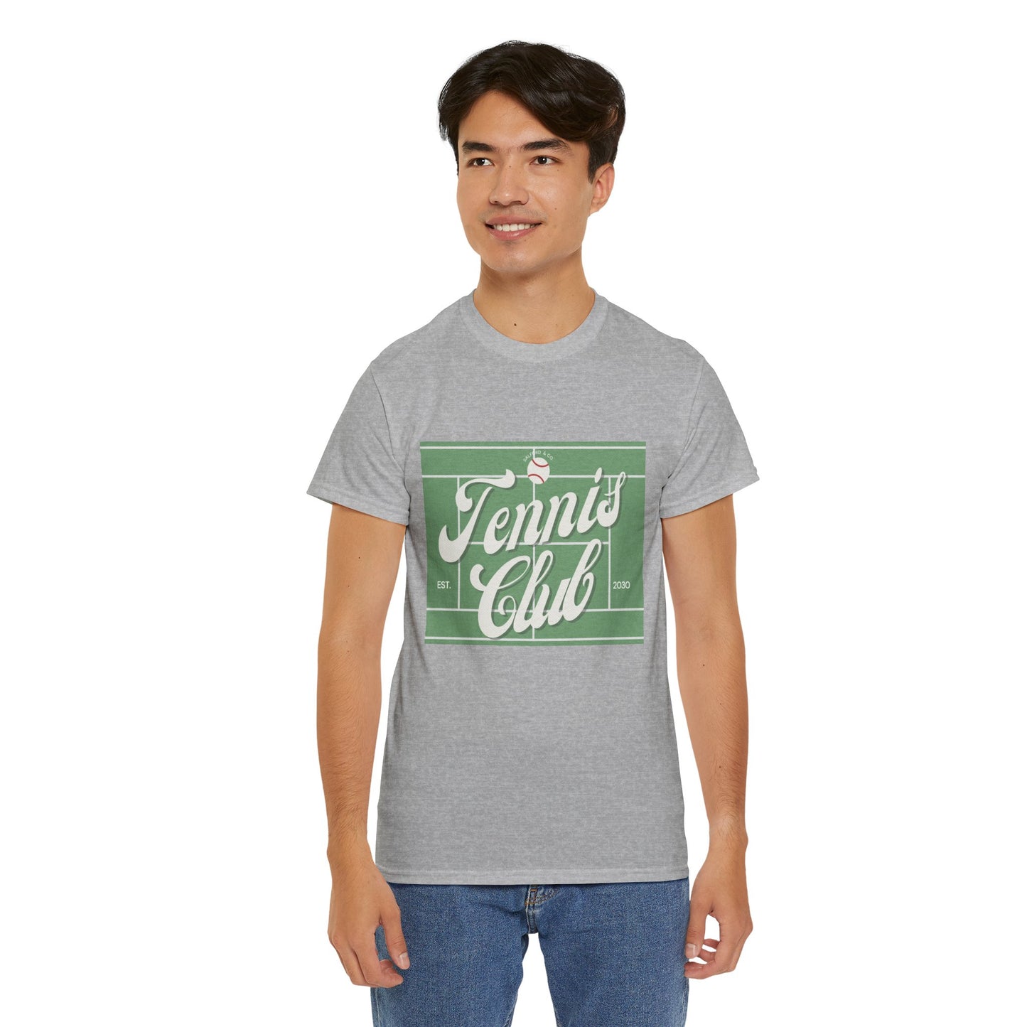 Tennis Print Tee – Unisex Cotton T-Shirt for Sports Lovers - Wolf Aura Co
