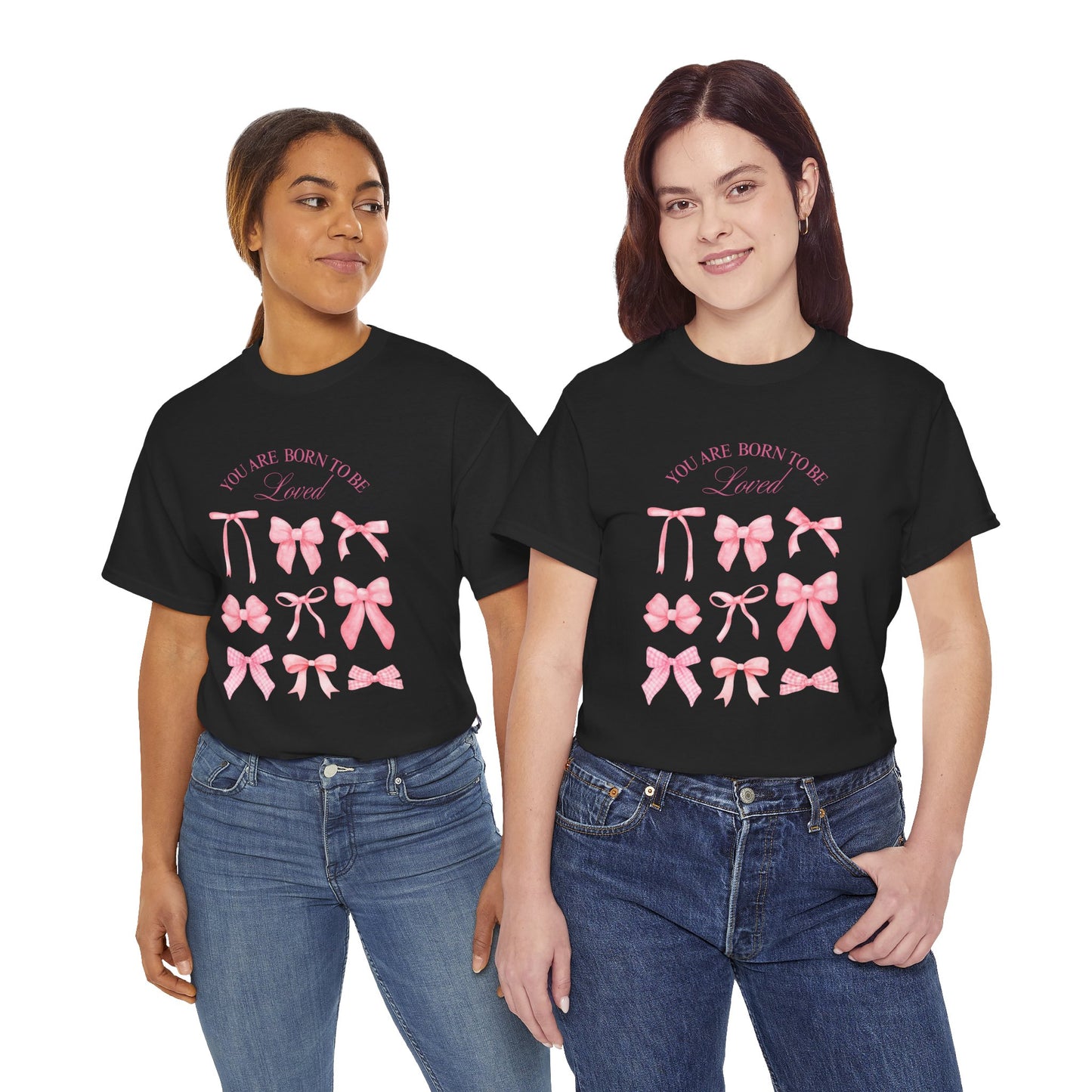Cute Bow Cotton T-Shirt – Casual Graphic Tee, Everyday Comfort, Gift for Her - Wolf Aura Co