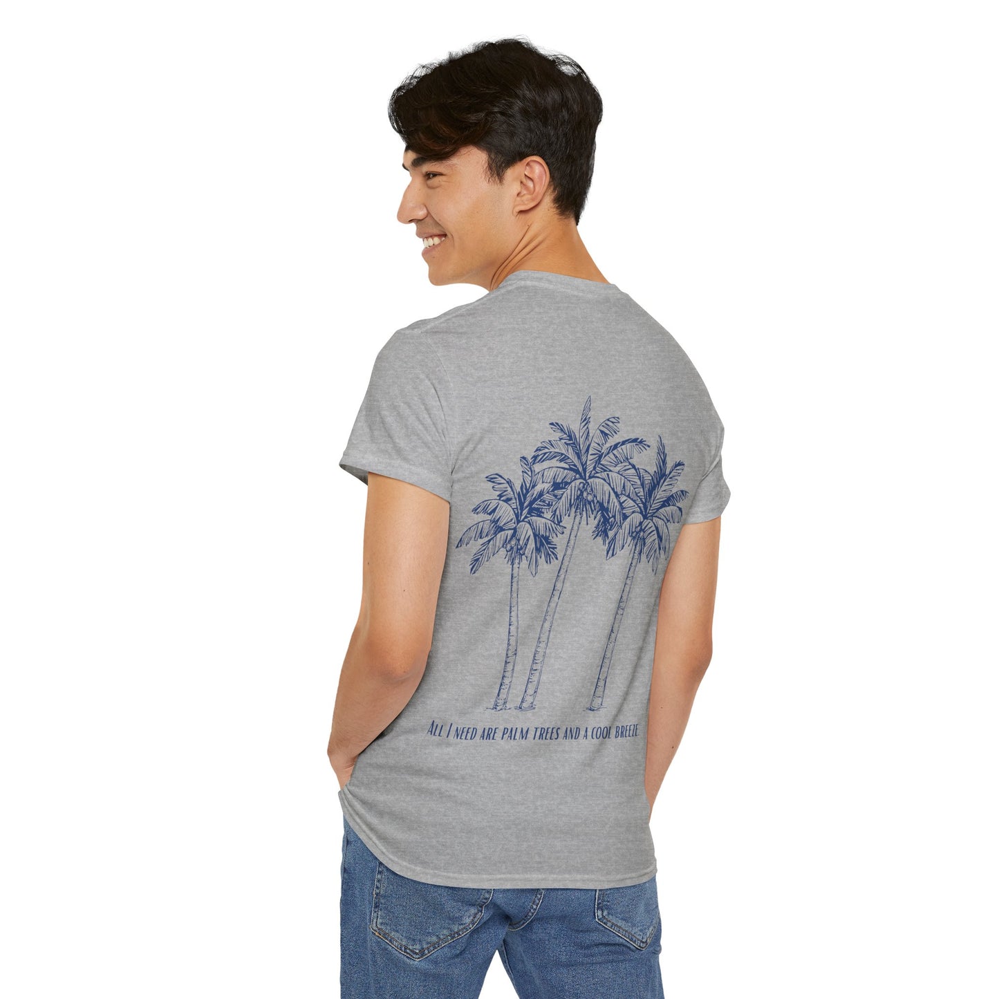 Palm Tree Print Cotton T-Shirt
