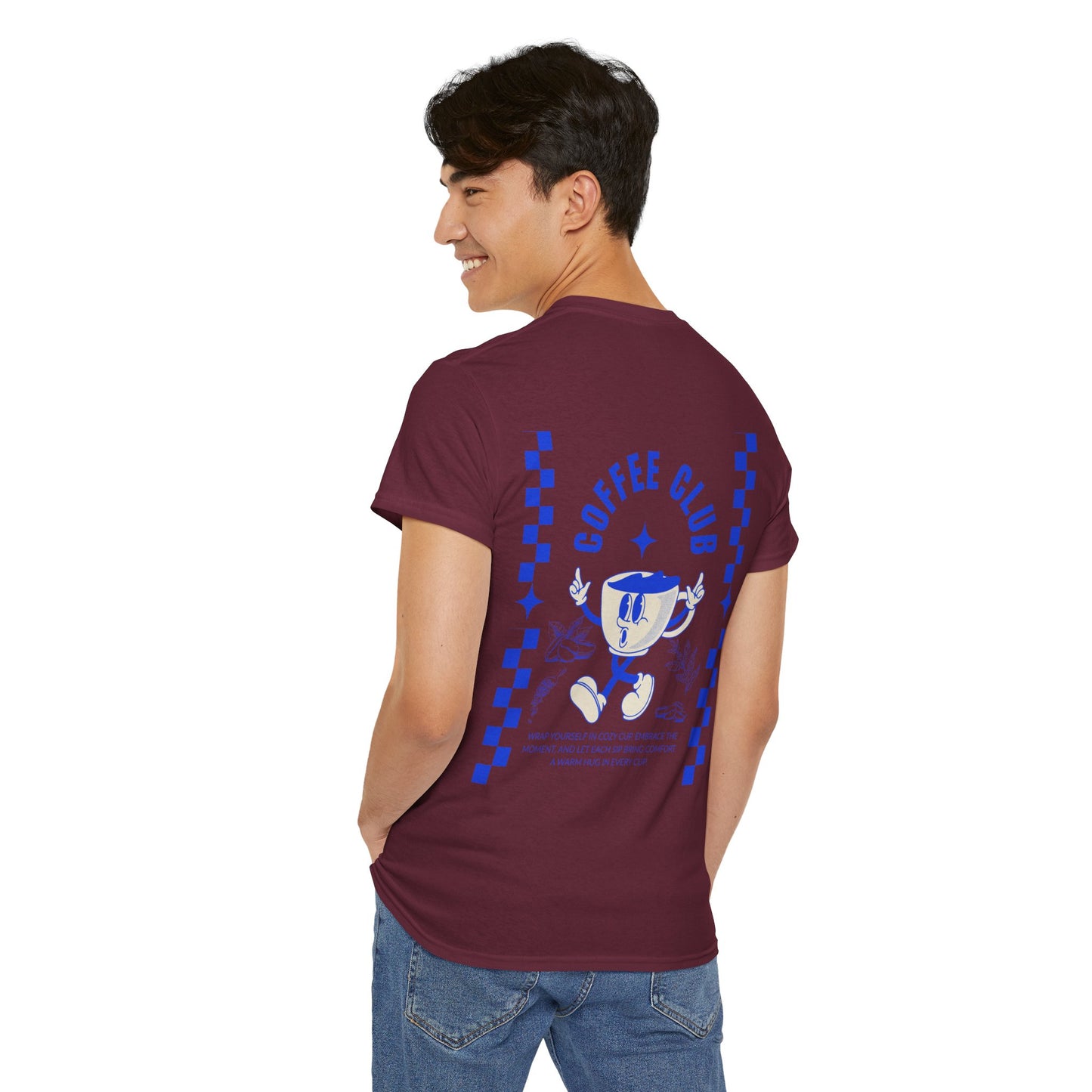 Coffee Club Cotton T-Shirt – Casual Graphic Tee, Coffee Lover Gift, Everyday Comfort - Wolf Aura Co