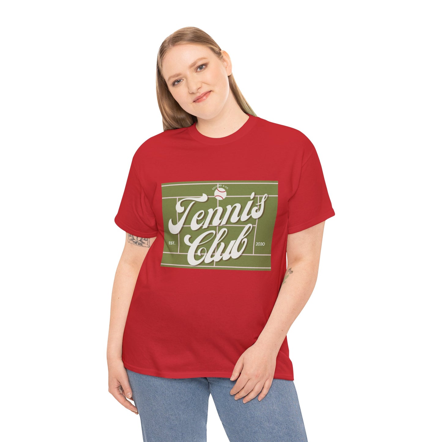 Tennis Print Tee – Unisex Cotton T-Shirt for Sports Lovers - Wolf Aura Co