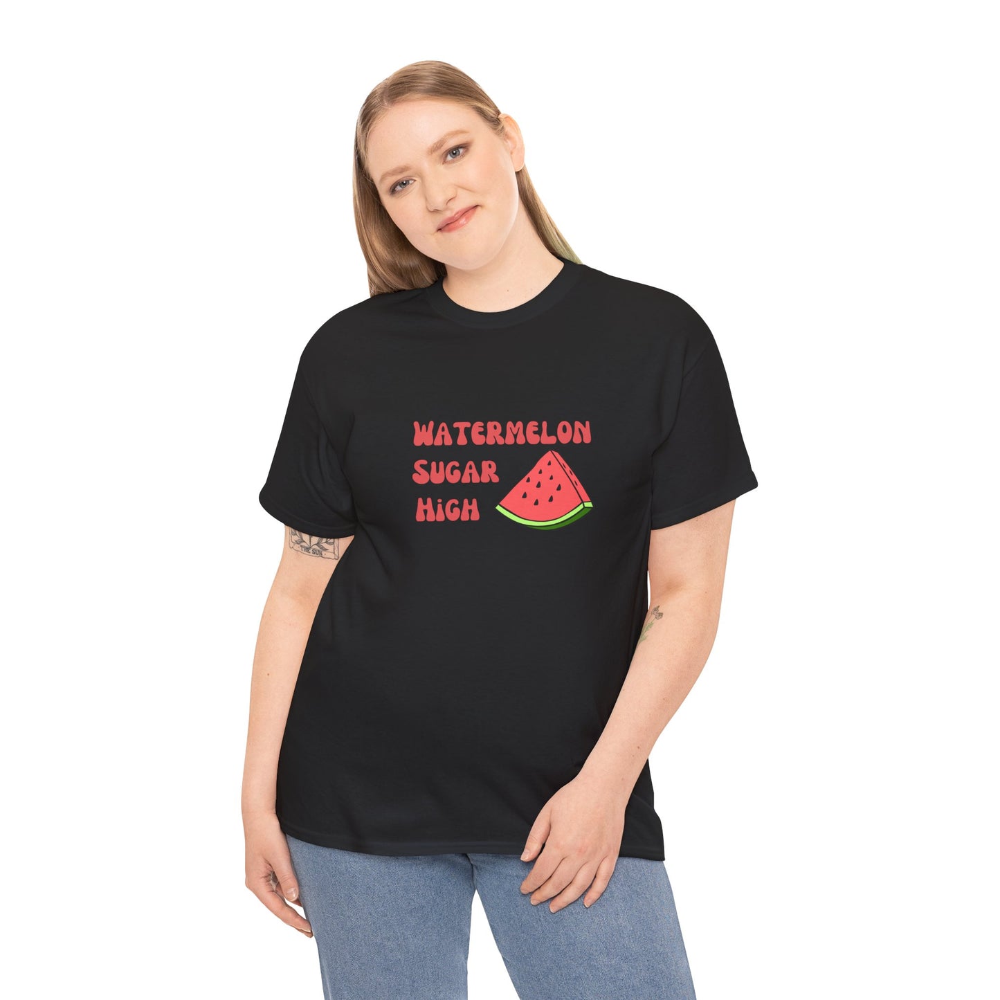 Watermelon Print Cotton T-Shirt | Cute Summer Tee, Fruit Graphic Shirt, Casual Everyday Wear - Wolf Aura Co