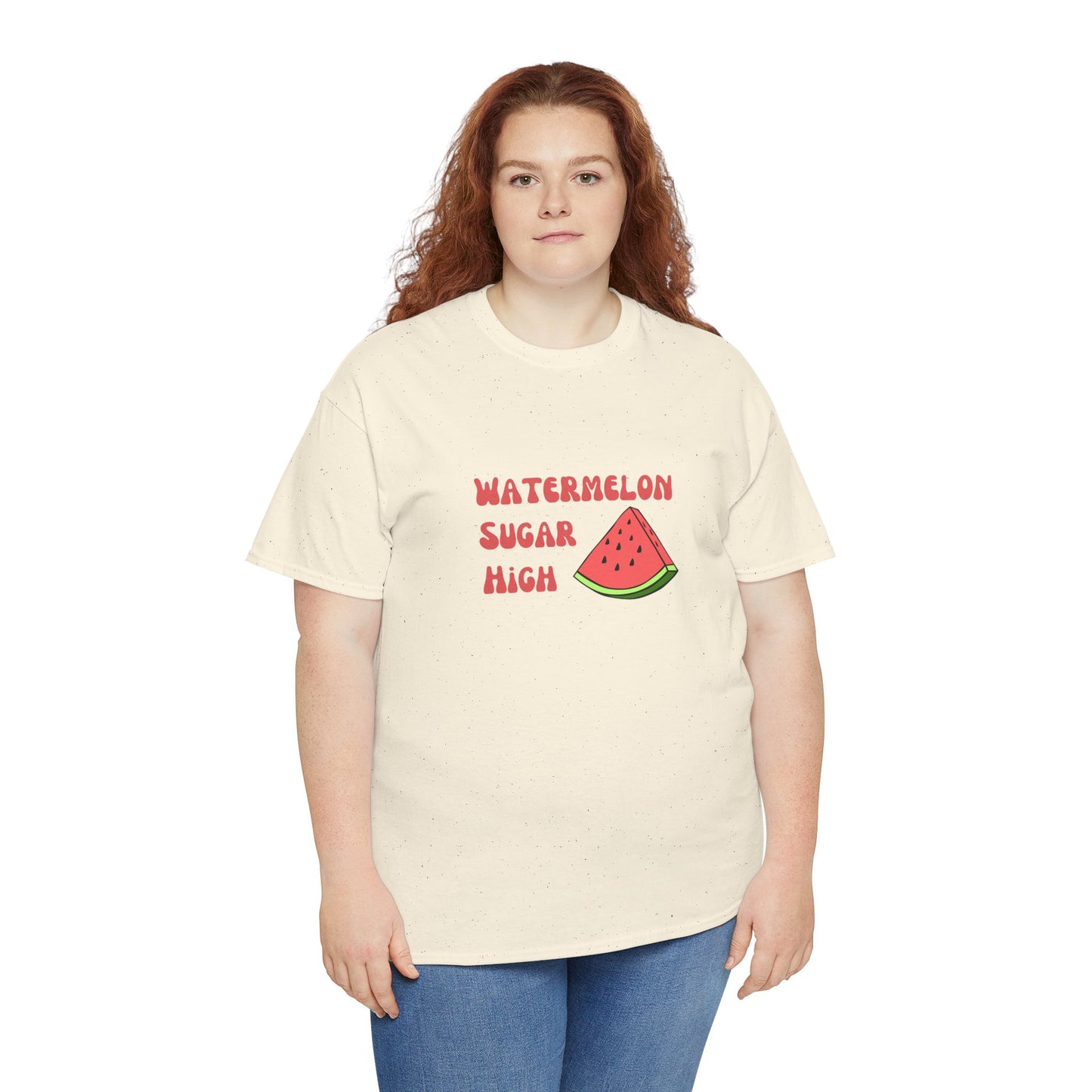 Watermelon Print Cotton T-Shirt | Cute Summer Tee, Fruit Graphic Shirt, Casual Everyday Wear - Wolf Aura Co