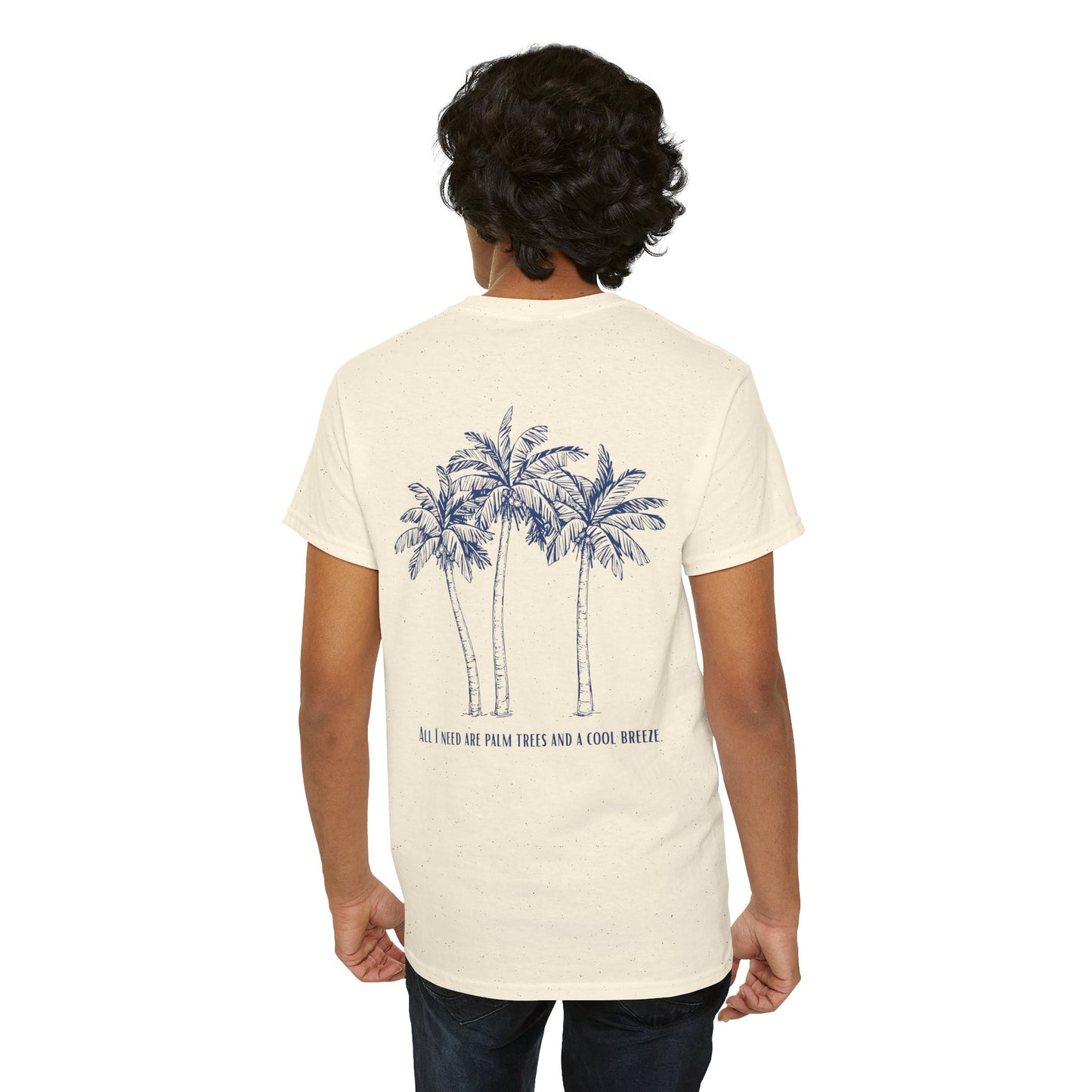 Palm Tree Print Cotton T-Shirt – Casual Summer Tee, Beachwear, Tropical Graphic Shirt, Everyday Comfort - Wolf Aura Co