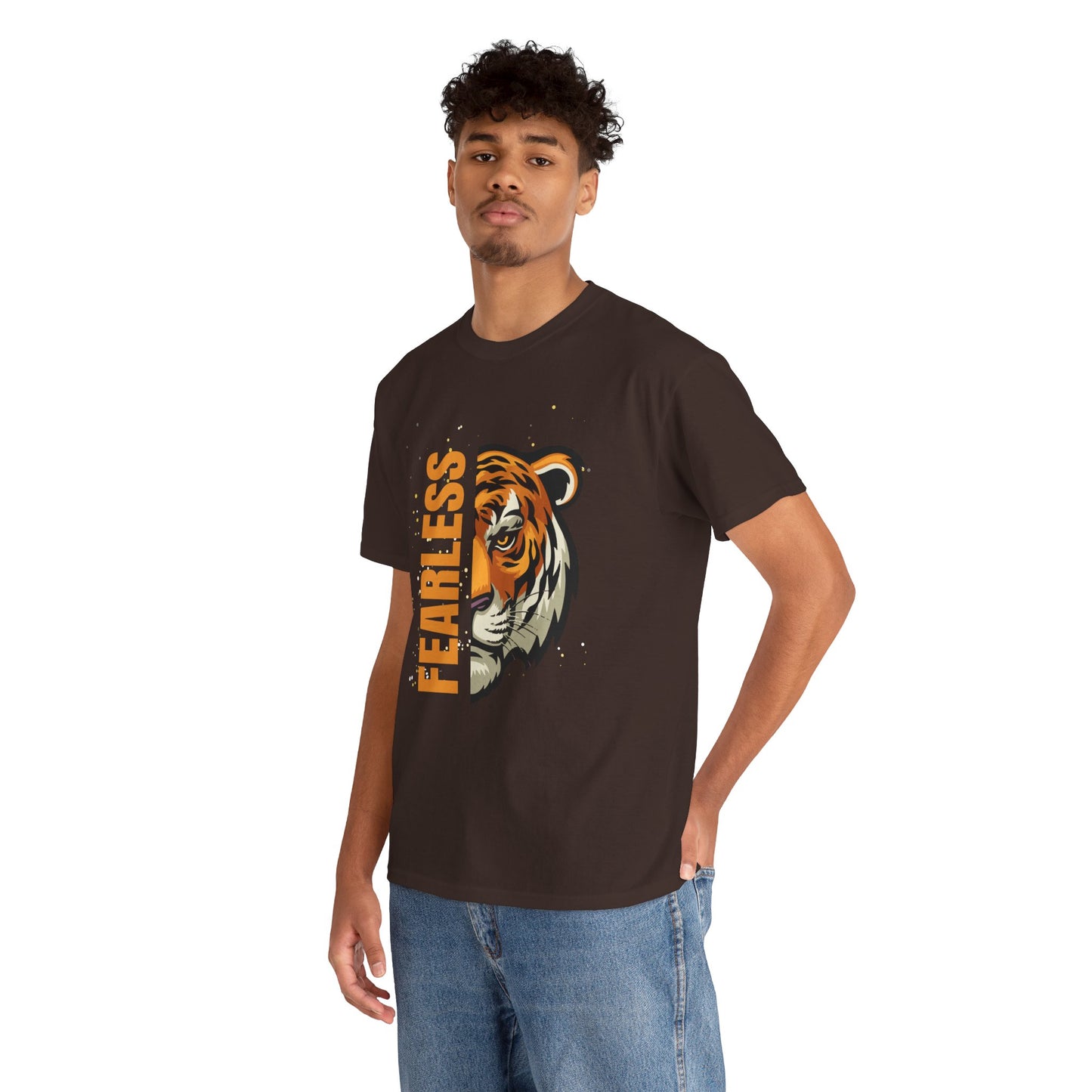 Fearless Tiger Unisex Tee – Inspirational Heavy Cotton T-Shirt - Wolf Aura Co