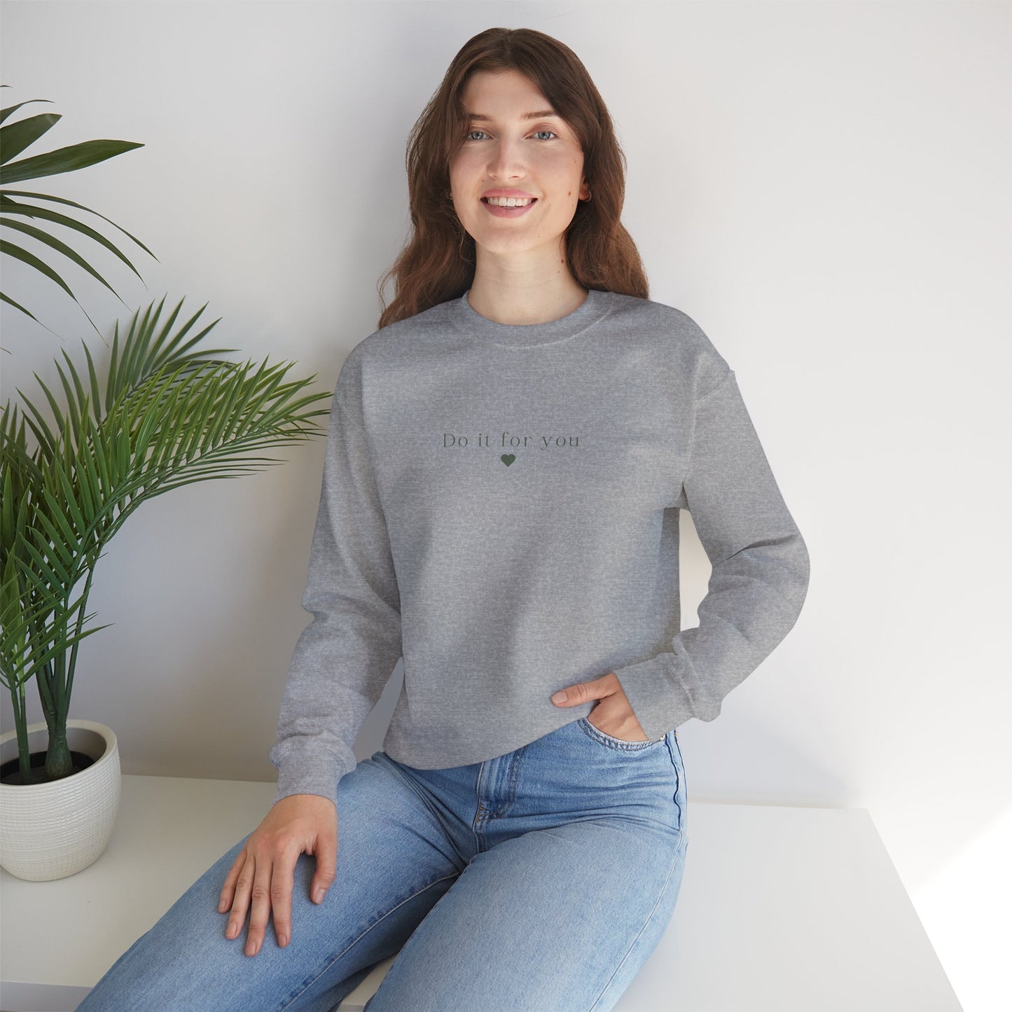 Cozy Affirmation Crewneck Sweatshirt – Do It For You - Wolf Aura Co