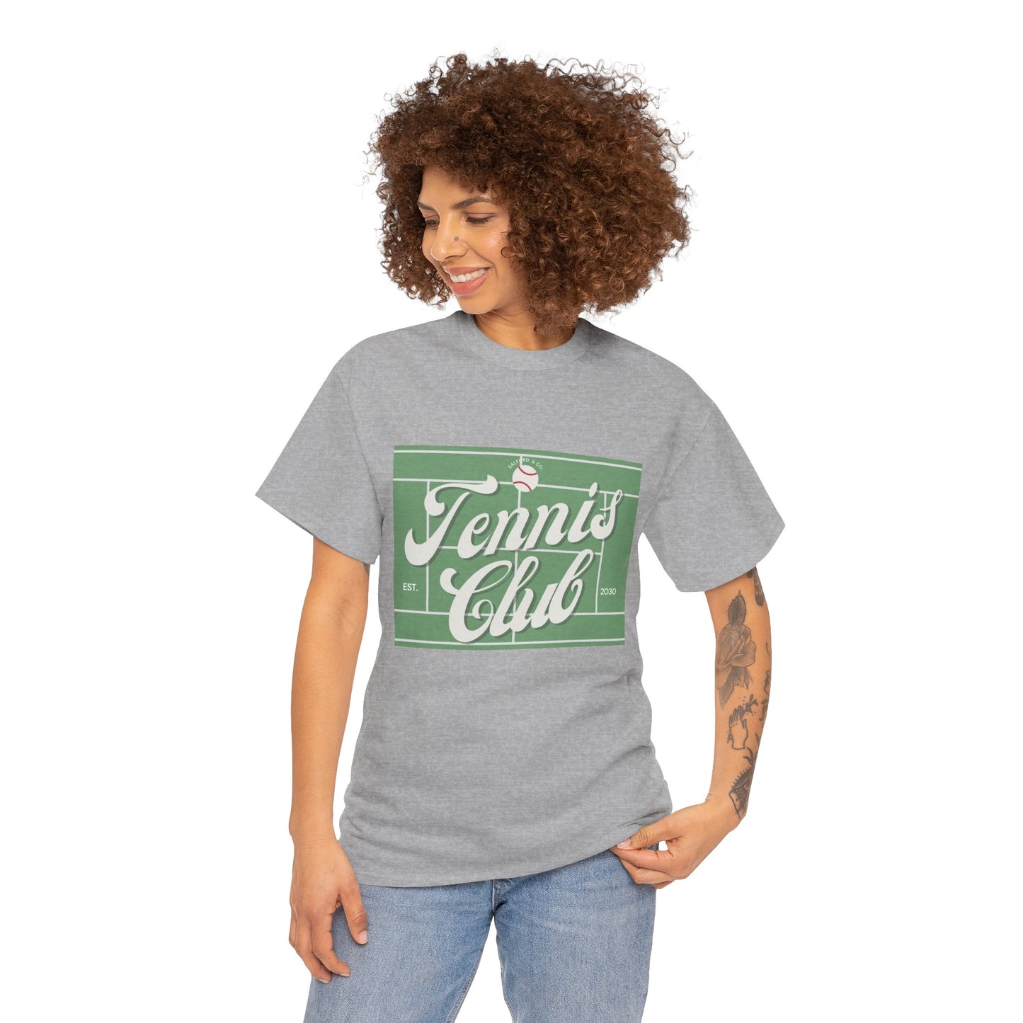 Tennis Print Tee – Unisex Cotton T-Shirt for Sports Lovers - Wolf Aura Co