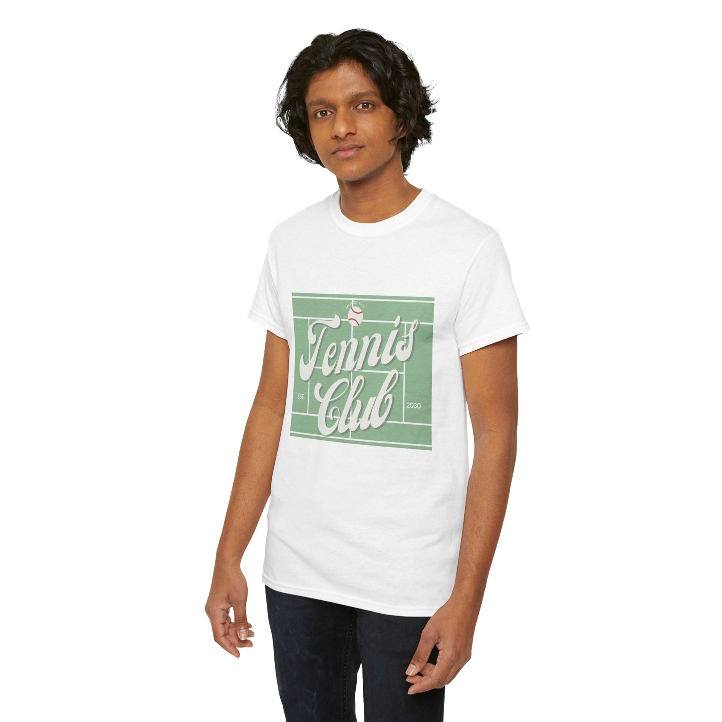 Tennis Print Tee – Unisex Cotton T-Shirt for Sports Lovers - Wolf Aura Co