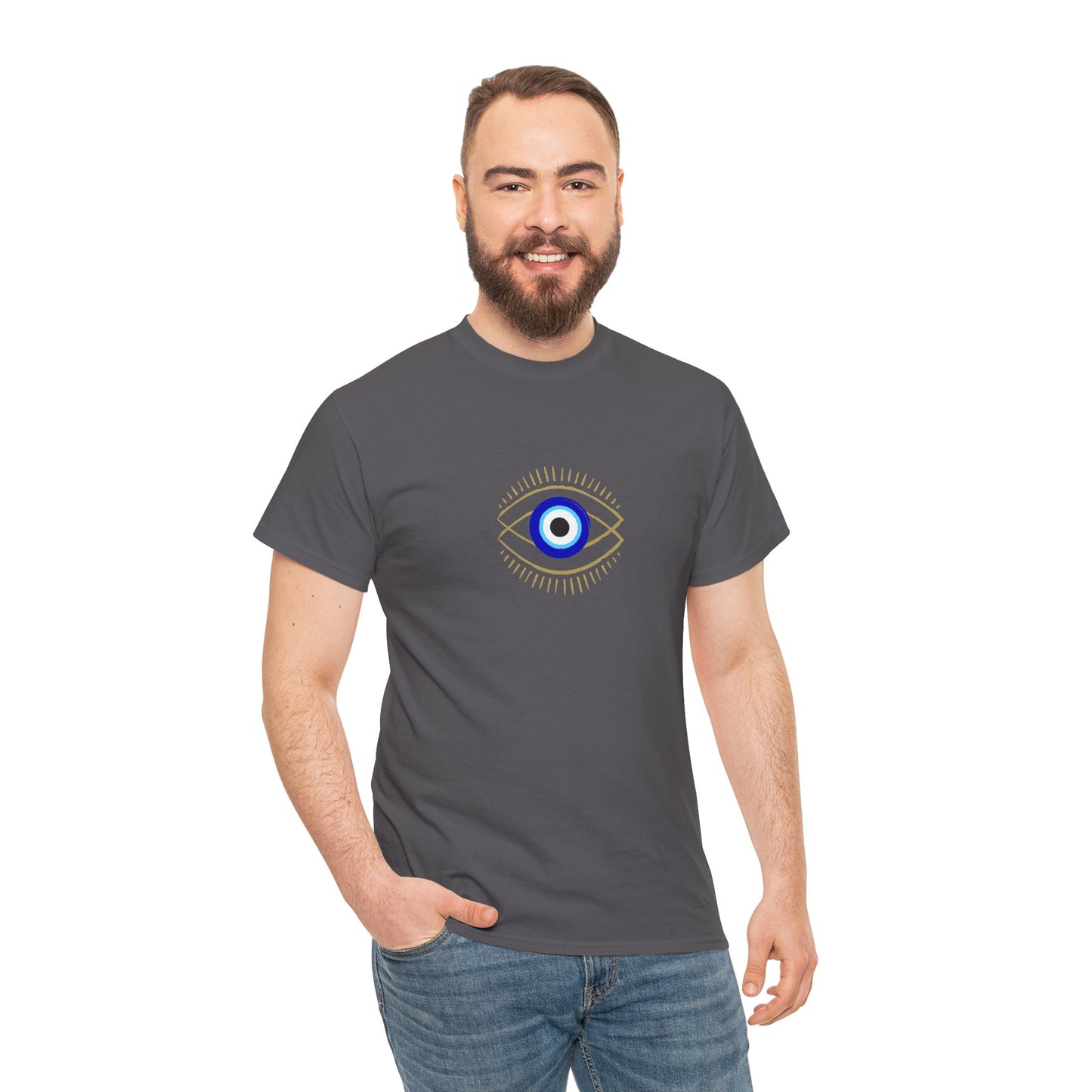 Evil Eye Graphic Tee – Unisex Casual Cotton T-Shirt | Protect Your Energy Shirt, Positive Vibes Apparel, Spiritual Gift - Wolf Aura Co