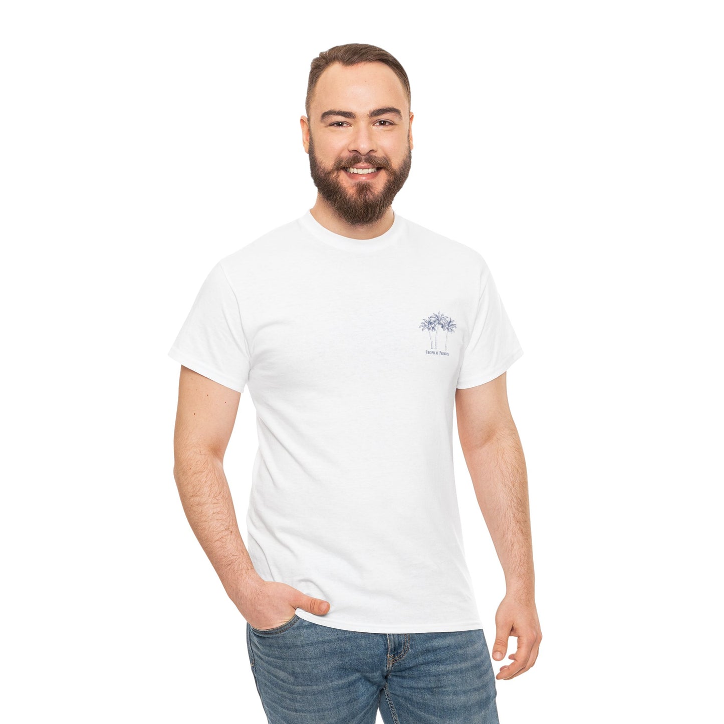 Palm Tree Print Cotton T-Shirt