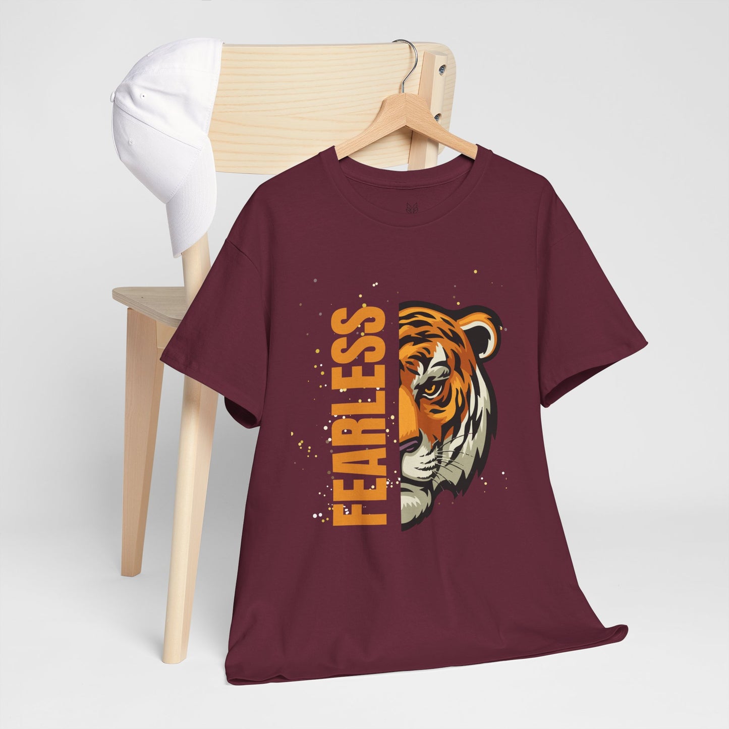 Fearless Tiger Unisex Tee – Inspirational Heavy Cotton T-Shirt - Wolf Aura Co