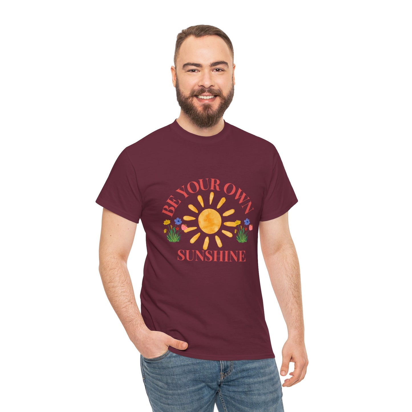 Be Your Own Sunshine Cotton T-Shirt – Positive Graphic Tee, Everyday Casual Wear, Uplifting Gift - Wolf Aura Co