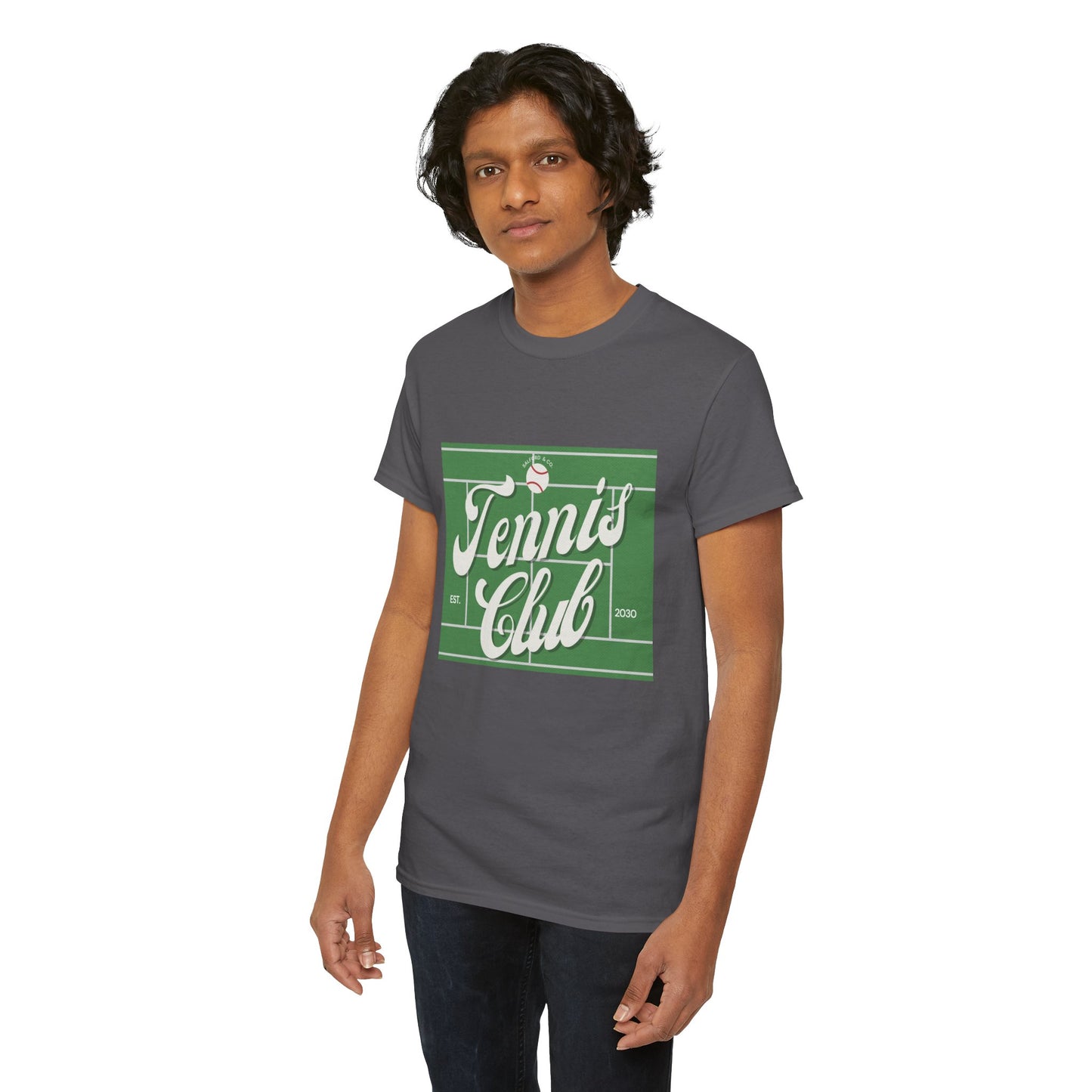 Tennis Print Tee – Unisex Cotton T-Shirt for Sports Lovers - Wolf Aura Co