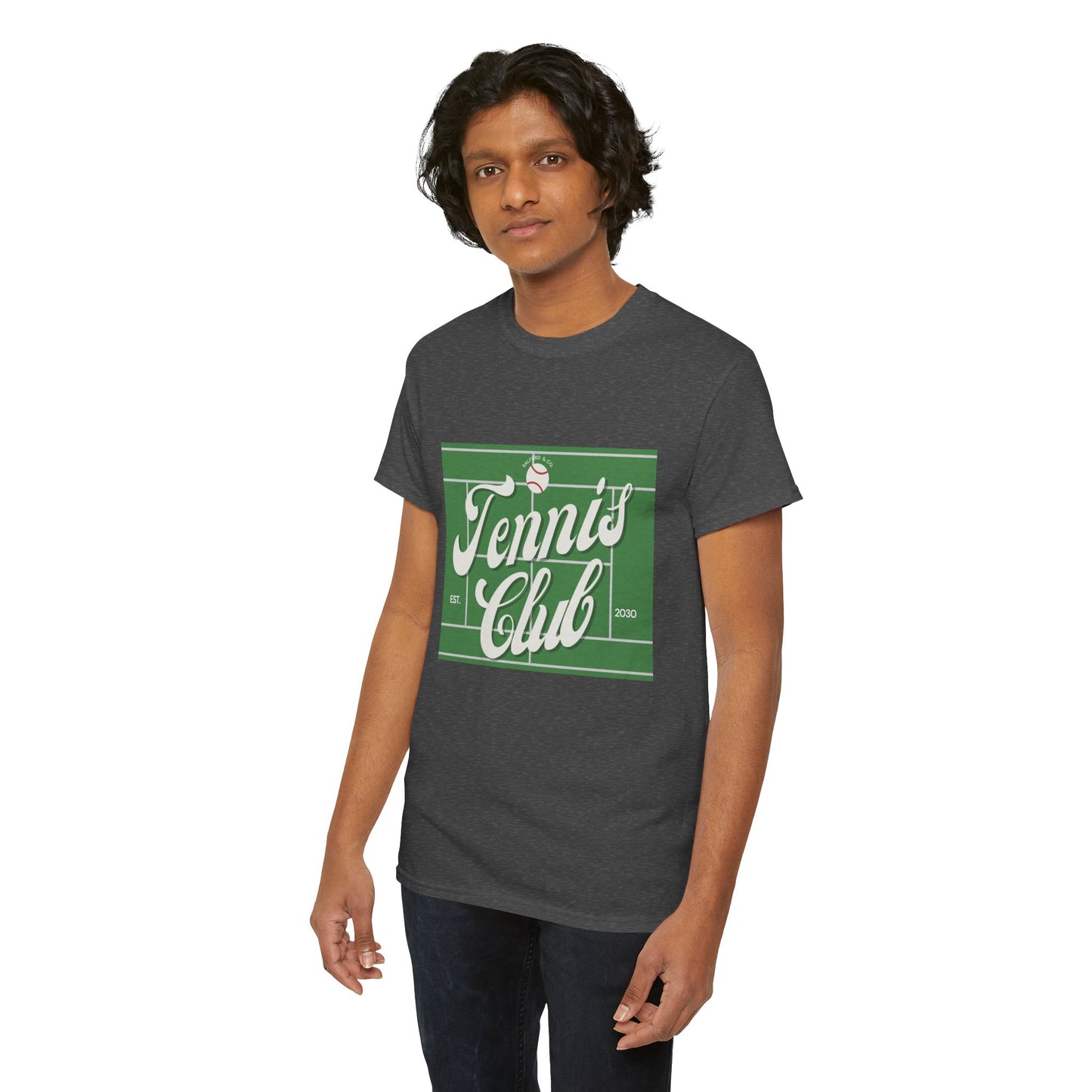 Tennis Print Tee – Unisex Cotton T-Shirt for Sports Lovers - Wolf Aura Co
