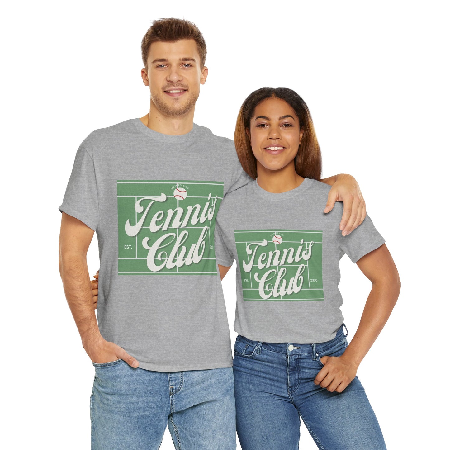 Tennis Print Tee – Unisex Cotton T-Shirt for Sports Lovers - Wolf Aura Co
