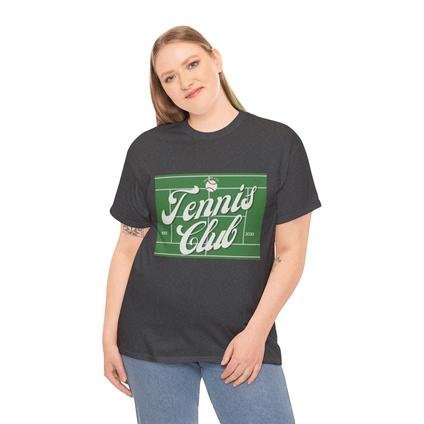 Tennis Print Tee – Unisex Cotton T-Shirt for Sports Lovers - Wolf Aura Co