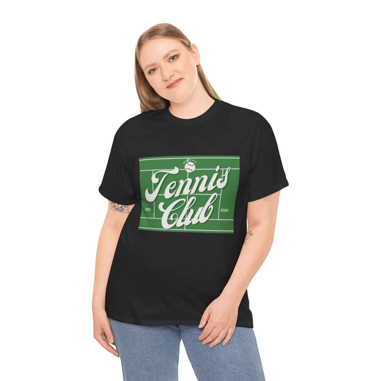 Tennis Print Tee – Unisex Cotton T-Shirt for Sports Lovers - Wolf Aura Co
