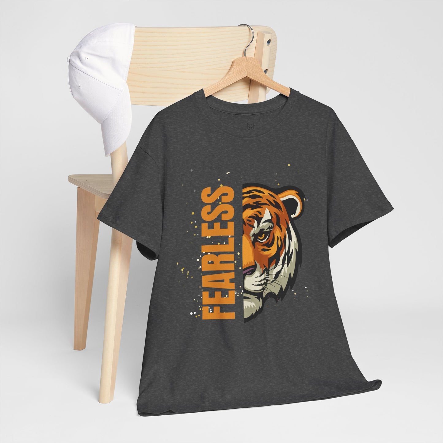 Fearless Tiger Unisex Tee – Inspirational Heavy Cotton T-Shirt - Wolf Aura Co